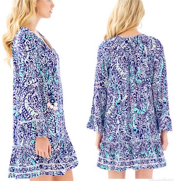 Lilly Pulitzer Percilla Tunic Dress Pom Pom Tassel - Picture 2 of 8